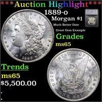 *Highlight* 1889-o Morgan $1 Graded ms65
