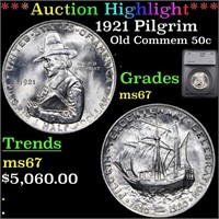 *Highlight* 1921 Pilgrim Old Commem 50c Graded ms6