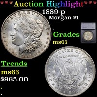 *Highlight* 1889-p Morgan $1 Graded ms66