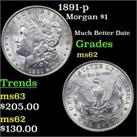 1891-p Morgan $1 Grades Select Unc