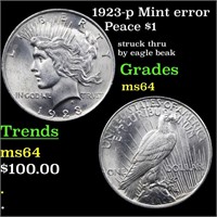 1923-p Mint error Peace $1 Grades Choice Unc