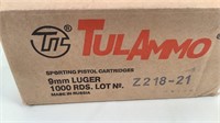 (1000) TulAmmo 115gr 9mm Luger FMJ Ammo