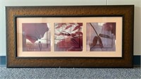 Leaf Design Picture Framed Red/blue