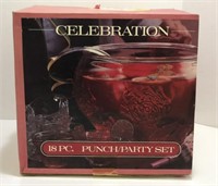 18 Pc Party Punch Bowl Set Glass