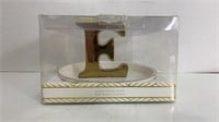New Letter E Jewelry Holder Ceramic White/gold