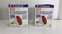 2 Flood Lights 100 Watt Red Tungsram