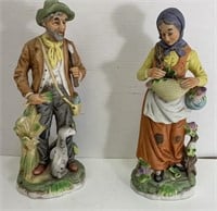 *man & Woman With Vegetables Figurines Ceramic*