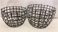 2 Large Storage Baskets Metal Gray
