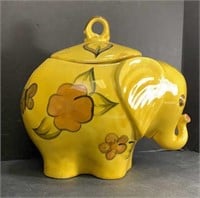 Cookie Jar Large Ceramic Elephant Yellow