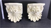 2 Plastic Wall Sconces For Curtain Rod White