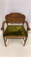 Chair Wooden Fabric Seat Brown/green