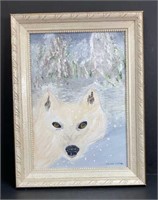 Fox In Snow Painting Framed