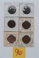 6 Early Topper Bank Tokens/Penny