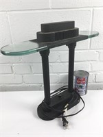 Lampe de table métal noir et verre, vintage