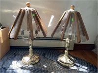 2-22 Inch Brass Etched Glass Table Lamps Works