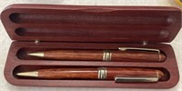 Wooden Carved Pen Box With Pens
