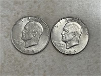 2 Eisenhower One Dollar Coins