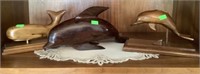 Three Piece Wood Carved Dolphins And Whales One