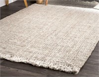 2'6"x6' Handmade Flatweave Jute Off White Area