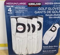 4pk Mens Right Hand Golf Gloves Sz Med/lg
