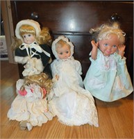 4 DOLLS - 2 PORCELAIN