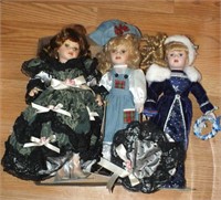 3 PORCELIAN DOLLS WITH TAGS