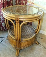 2 WICKER AND RATTAN SIDE TABLES