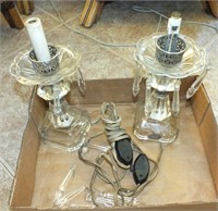 PAIR OF GLASS LAMPS