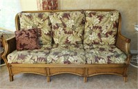 WICKER AND RATTAN 3 CUSHION COUCH