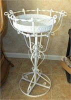 METAL AND WICKER PLANT STAND