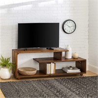 Walker Edison Asymmetrical Solid Wood TV Stand