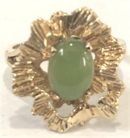 10KT YELLOW GOLD JADE RING 3.90 GRS