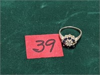 14kt white gold ring  Sapphire? Diamond? sz 5.75