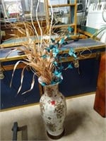 Ornate Glass Vase with Faux Plant