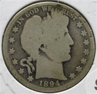 1894 Barber Silver Half Dollar.