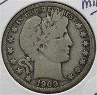 1909-O Barber Silver Half Dollar. Low Mintage.