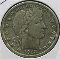 1912-S Barber Silver Half Dollar.