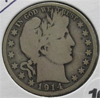 1914-S Barber Silver Half Dollar.