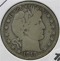 1915-S Barber Silver Half Dollar.