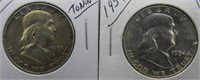 (2) Franklin Half Dollars. Dates: 1953-D