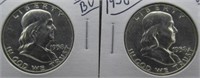 (2) 1958-D UNC/BU Franklin Half Dollars.