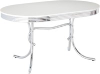 Retro Oval Dining Table White and Chrome