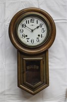 Oak case trademark wall clock with key & pendulum