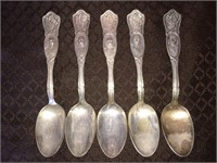 5 x WWI 1881 Rogers AA1 Militery Men Spoons