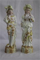 Two bisque figures 12.75" & 13.25" H