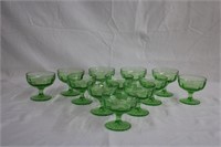 Twelve Block Optic footed pudding cups 3.25" H