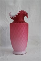 Quilted satin vase 10.5" H
