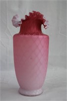 Quilted satin vase 10.5" H