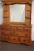 Roxton eight drawer dresser with hutch top mirror,