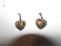 STERLING TIGERS EYE EARRINGS 7.5 GRAMS